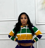 Mardi Gras crop hoodie Glamherup Beautique