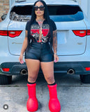 Black leather shorts