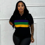 Black chest stripe collar shirt