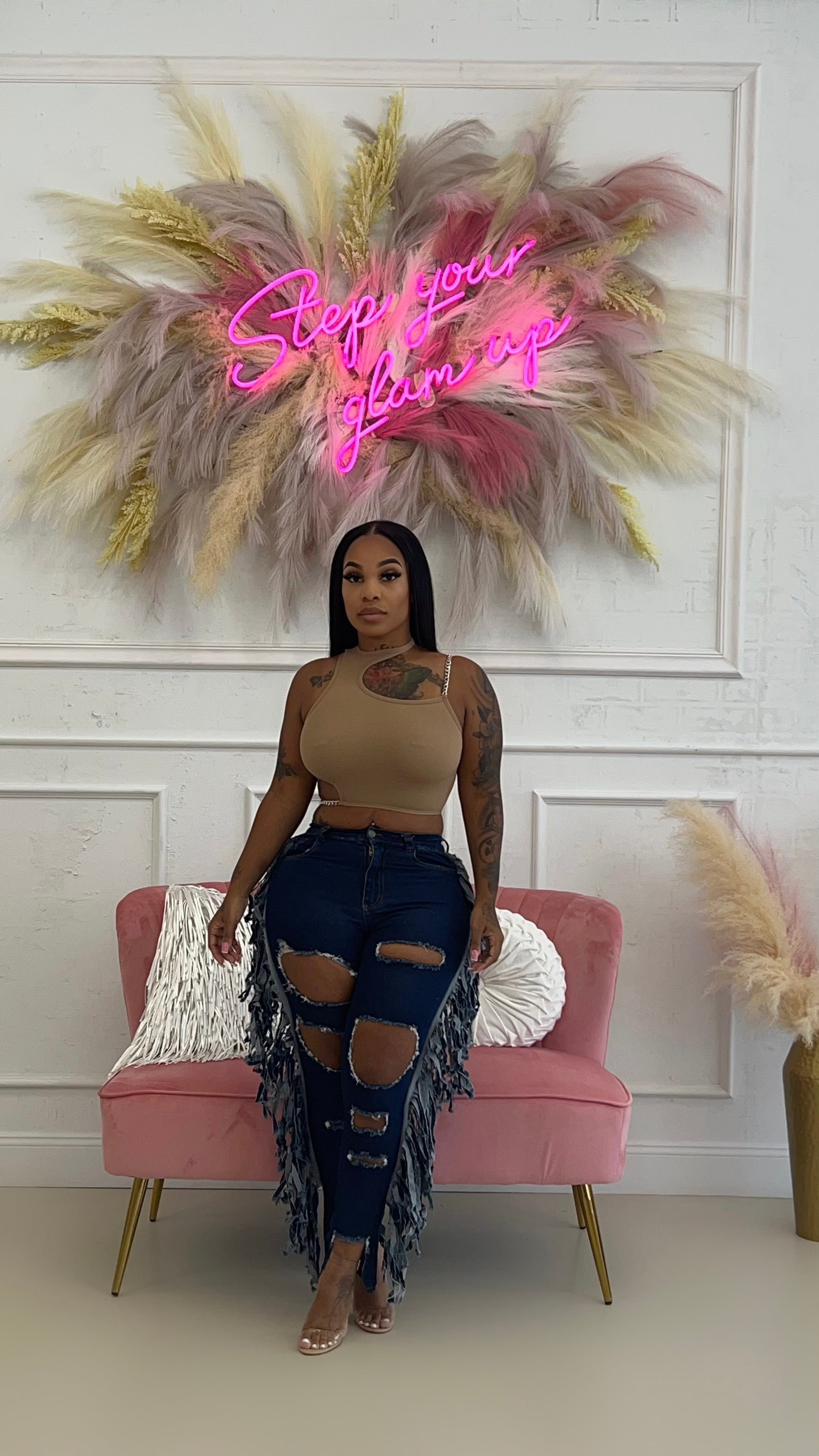 Shimmy fringe jeans Glamherup Beautique