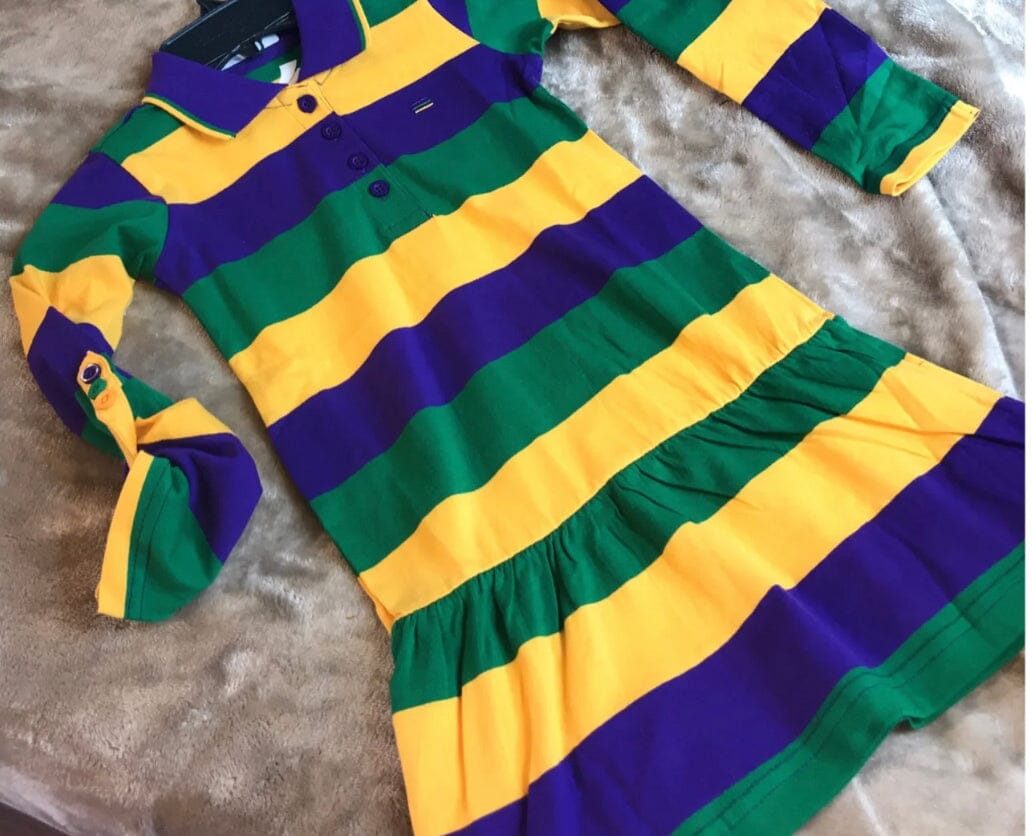 Kids Mardi Gras rugby dress Glamherup Beautique
