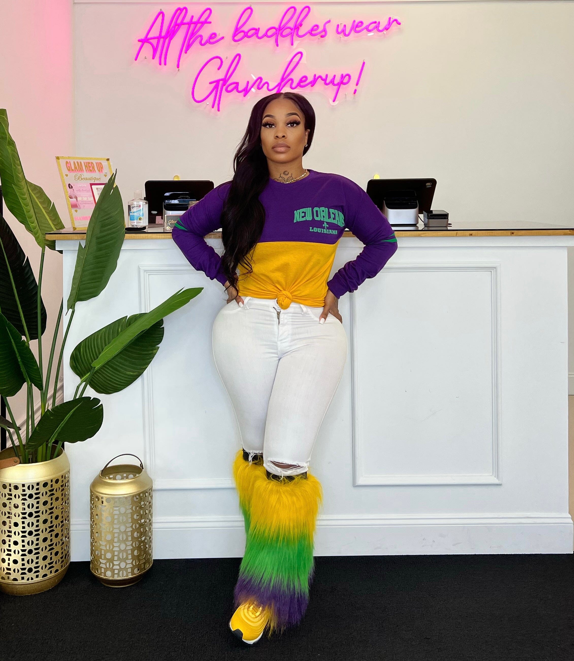 Mardi Gras 3stripe (leg warmers only ) Glamherup Beautique