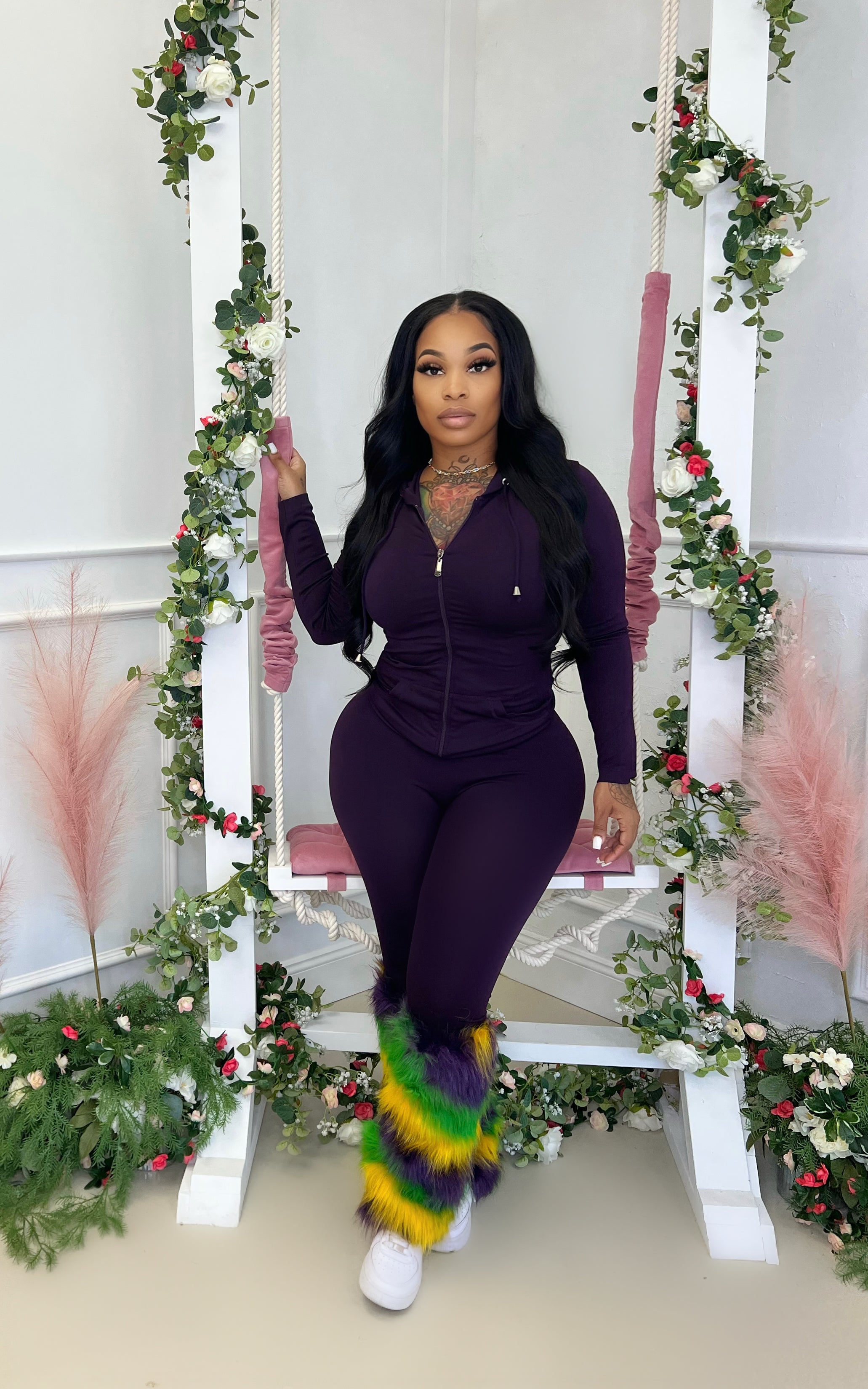 Mardi Gras 6 stripe leg warmers Glamherup Beautique