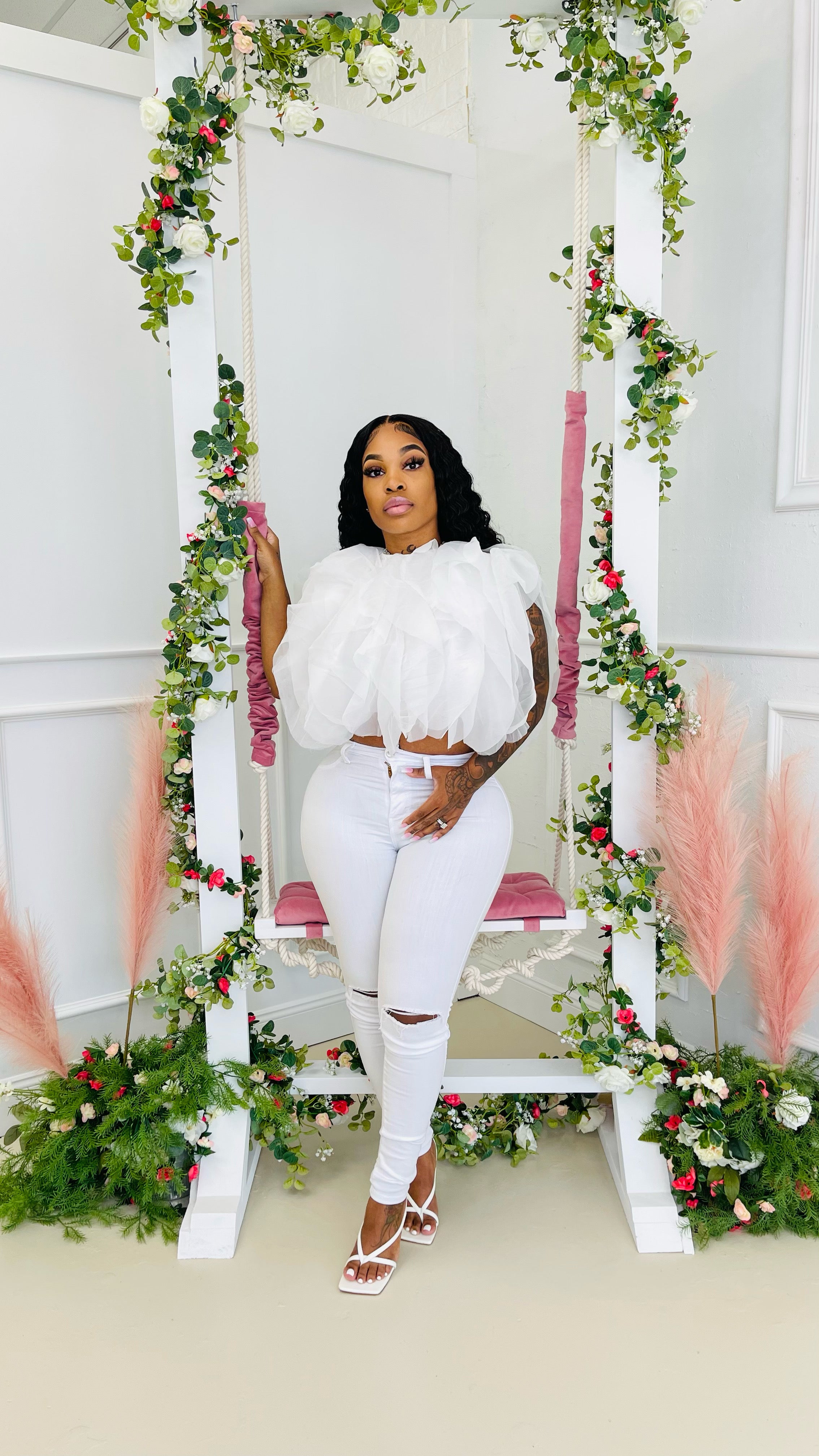 Ruffle my feathers (top) Glamherup Beautique White Small