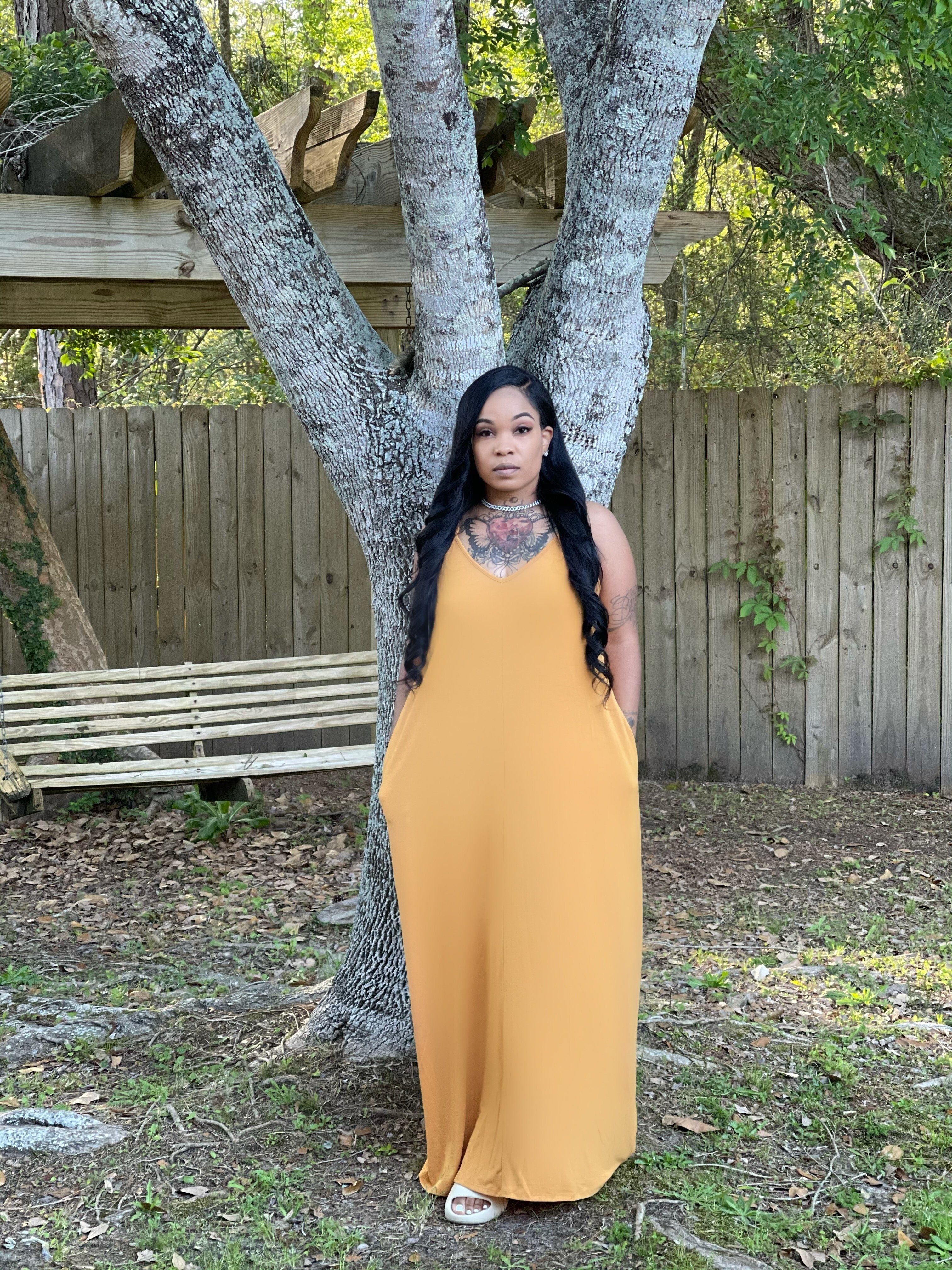 Simplest dress mustard Glamherup Beautique