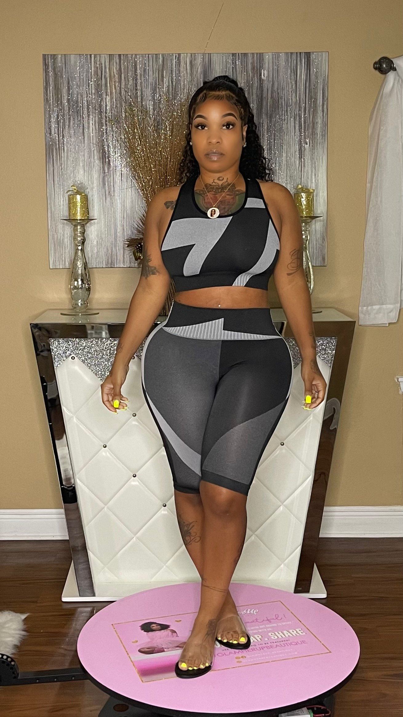 Crop top biker set Glamherup Beautique Black Small