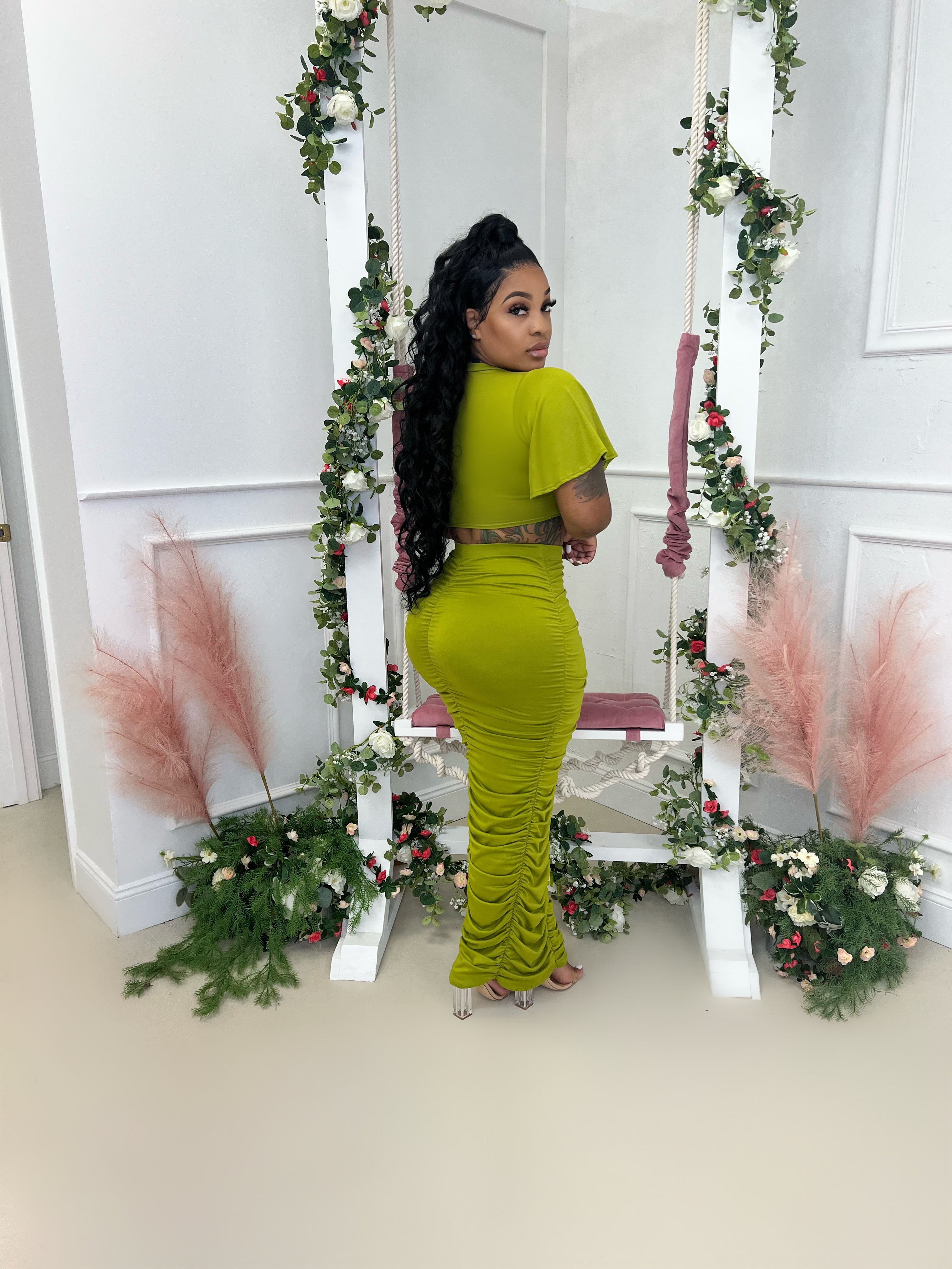 Crop top ruched skirt set Glamherup Beautique