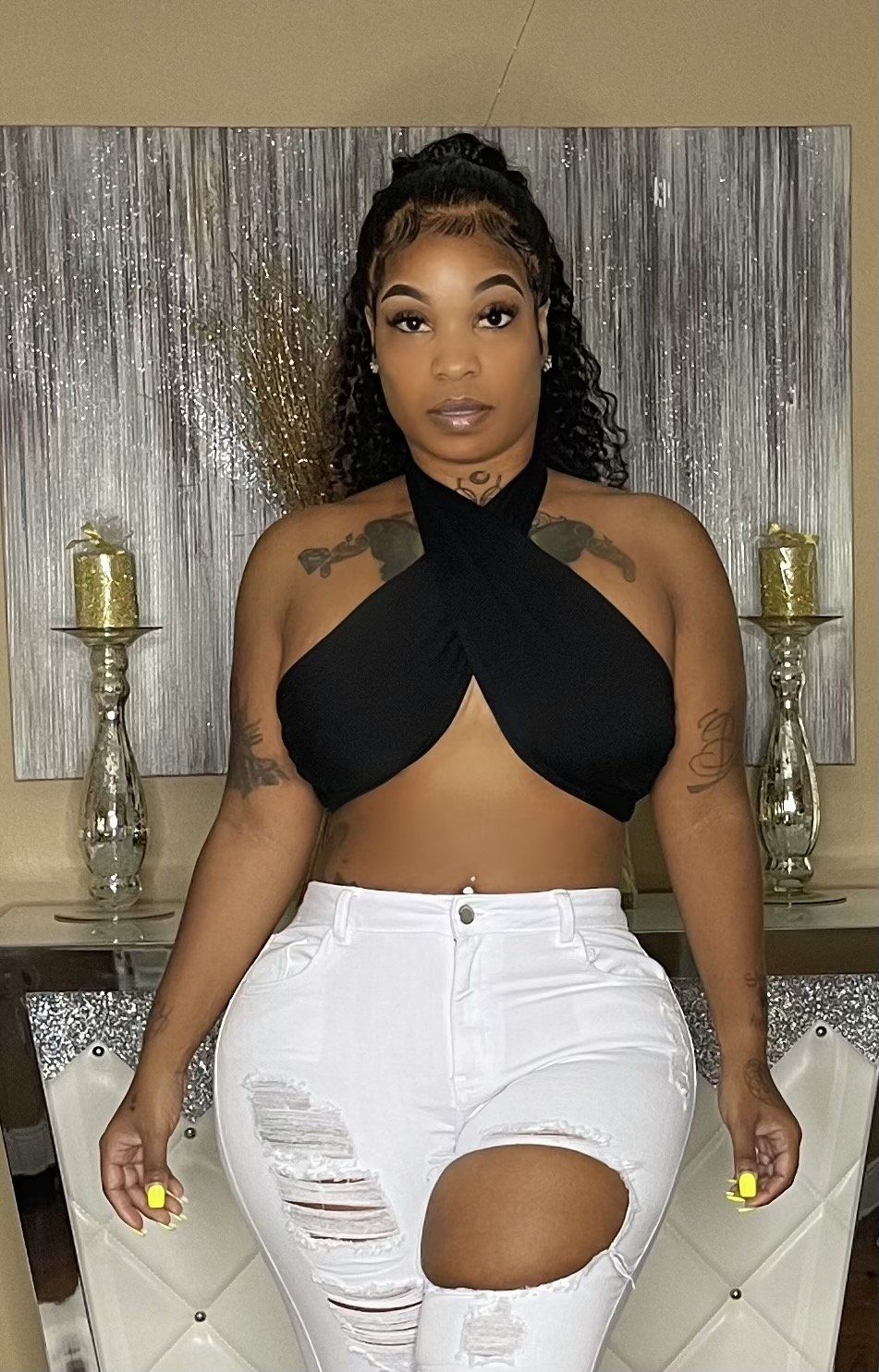 Criss Cross crop top Glamherup Beautique Black Small