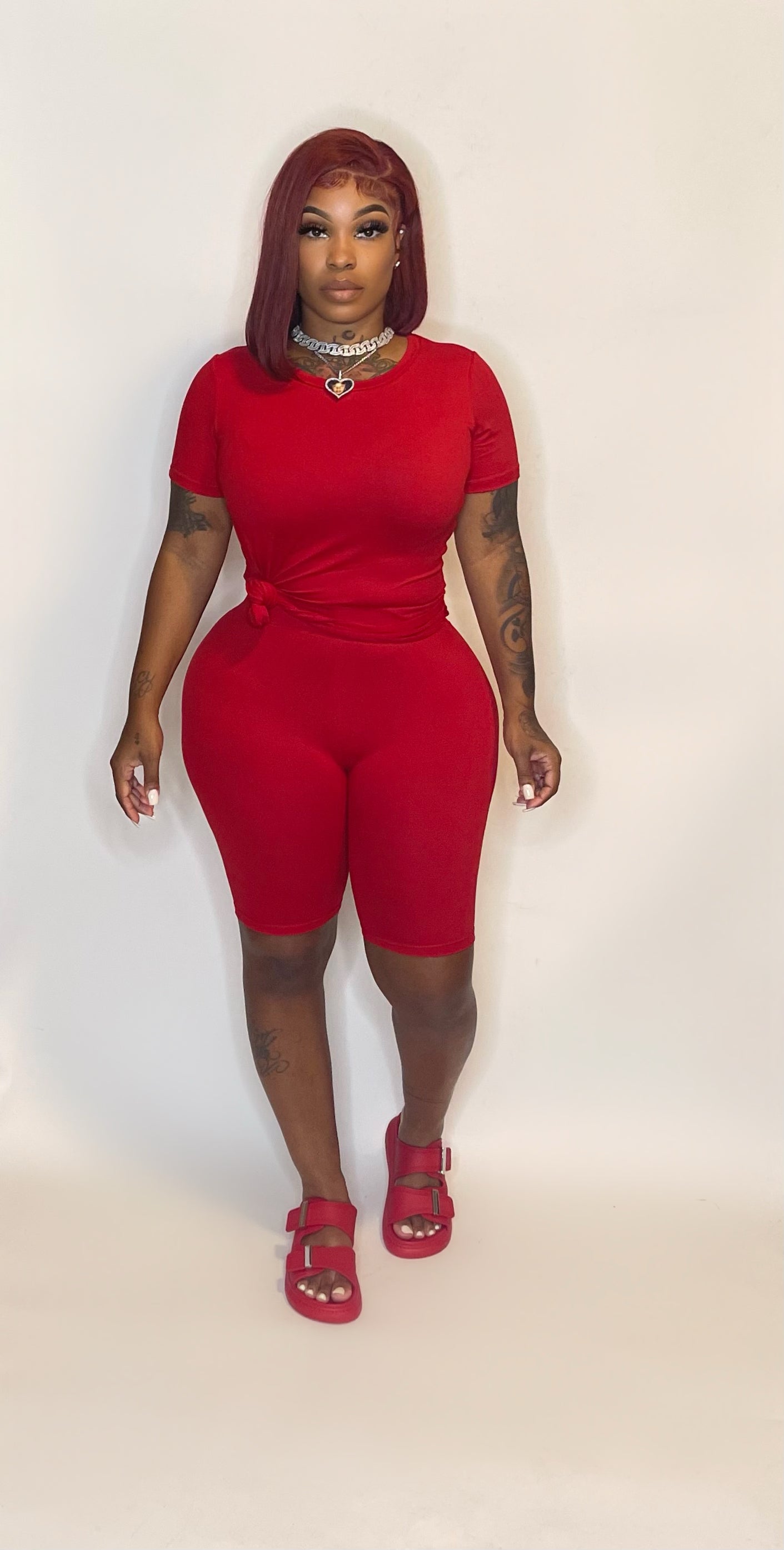 Biker short set Glamherup Beautique Red Small