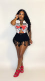 V cut tassel shorts Glamherup Beautique