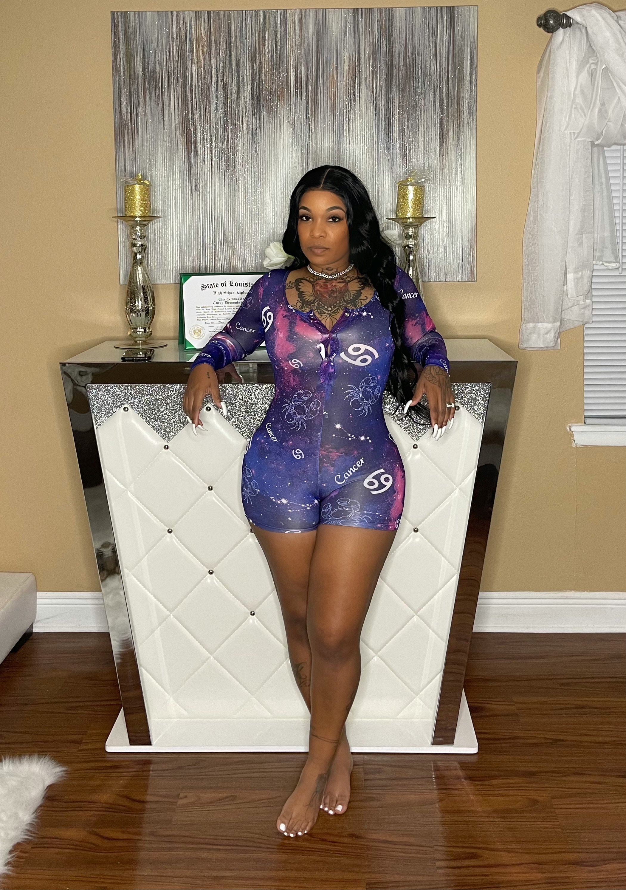 Zodiac sign onesie Glamherup Beautique Cancer Small