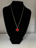 Single Clover necklace Glamherup Beautique Gold/red