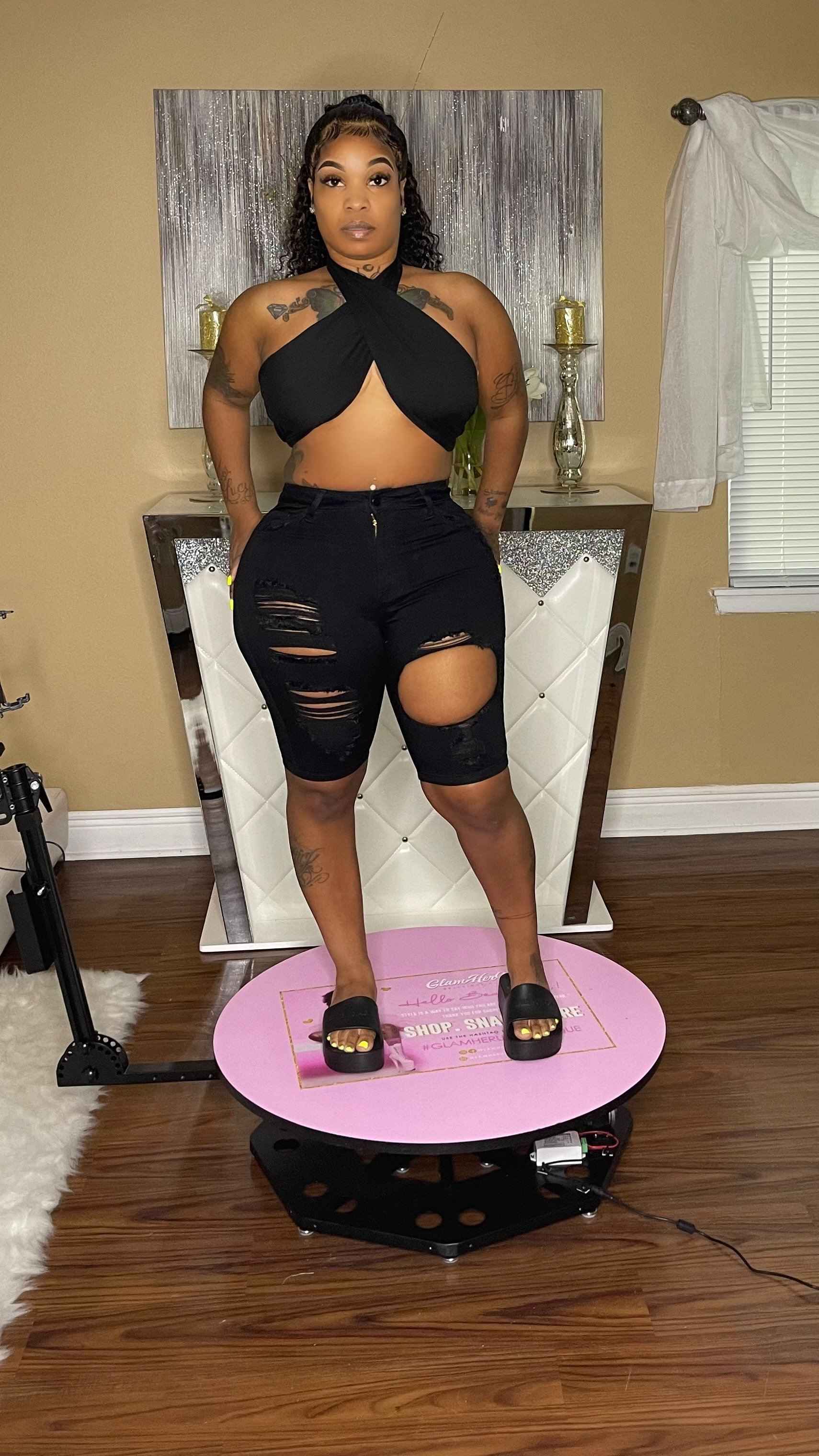 Distressed Bermuda (top sold separately) Glamherup Beautique Black Small