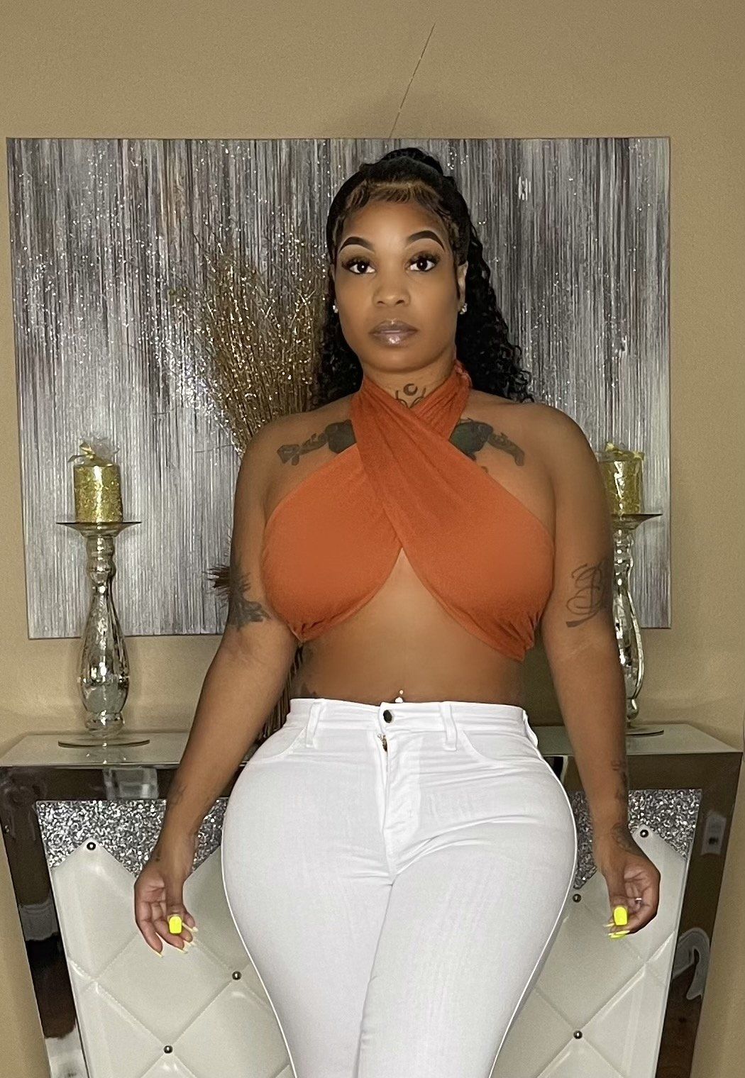 Criss Cross crop top Glamherup Beautique Rust Small