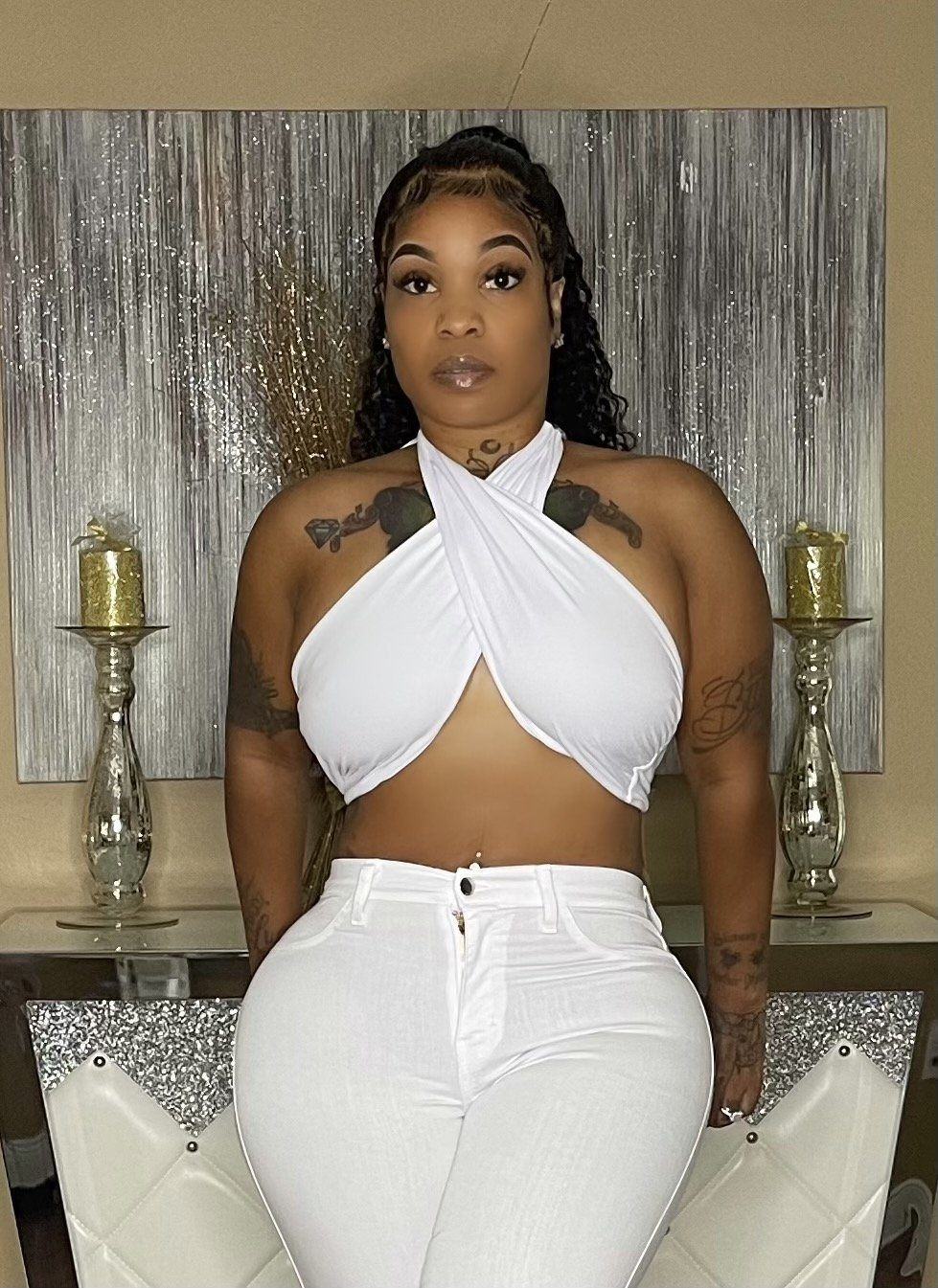 Criss Cross crop top Glamherup Beautique White Small