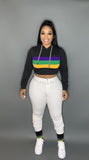 Mardi Gras crop hoodie Glamherup Beautique