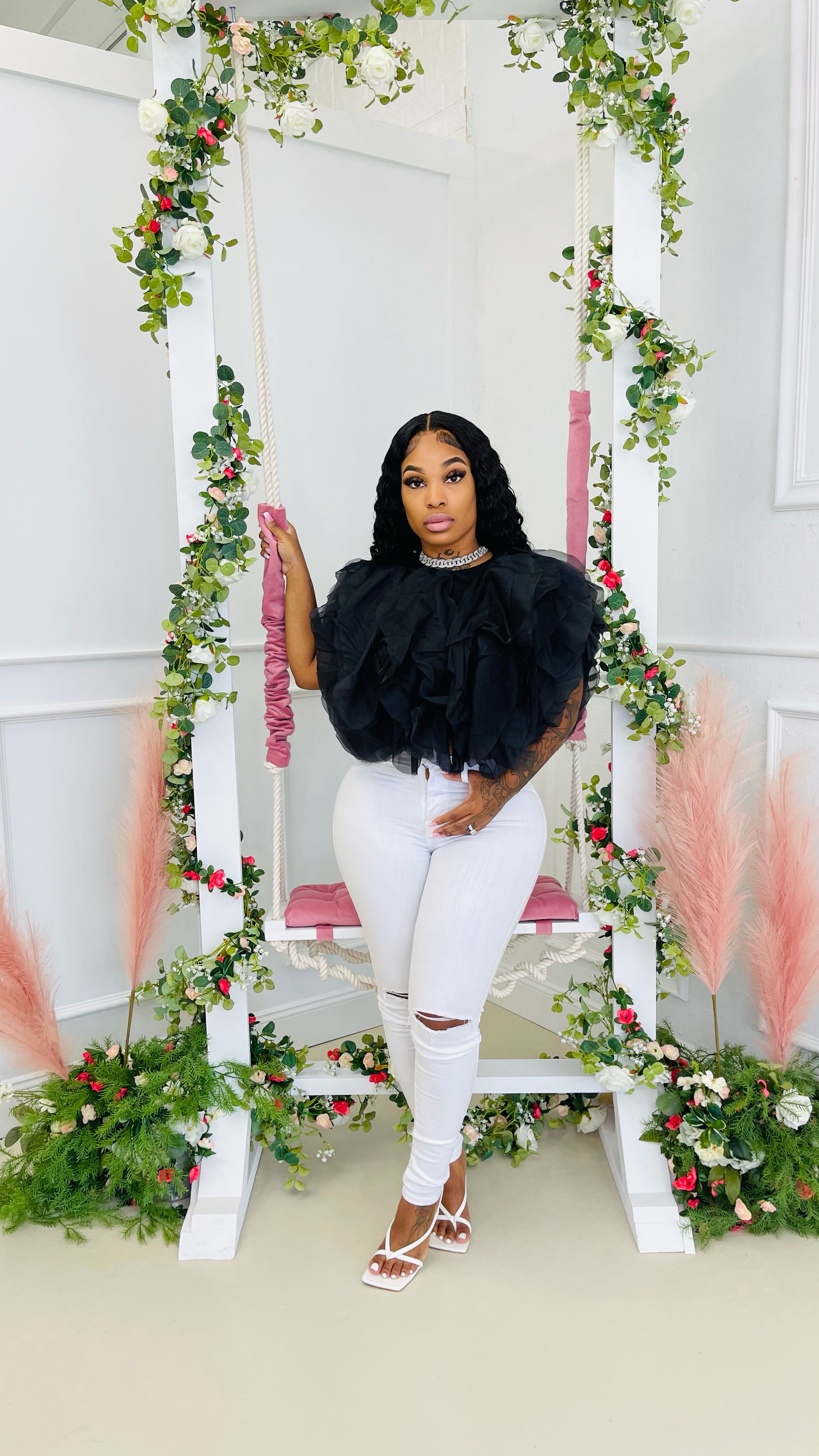 Ruffle my feathers (top) Glamherup Beautique Black Small