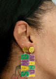 Mardi Gras acrylic earrings Glamherup Beautique Mardi Gras 