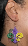 Mardi Gras acrylic earrings Glamherup Beautique Fleur de lis 