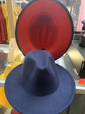 2 toned fedora hats Glamherup Beautique Navy/red 