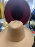 2 toned fedora hats Glamherup Beautique Tan/burgundy 