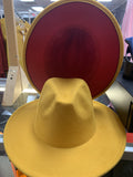 2 toned fedora hats Glamherup Beautique Mustard/red 