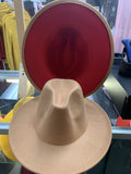 2 toned fedora hats Glamherup Beautique Khaki/red 