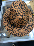 Fedora hat Glamherup Beautique Cheetah print camel 