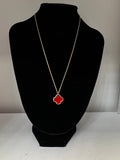 Single Clover necklace Glamherup Beautique Gold/red 