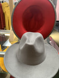 2 toned fedora hats Glamherup Beautique Grey/red 