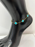 Clover charm anklet Glamherup Beautique Sea blue/gold 